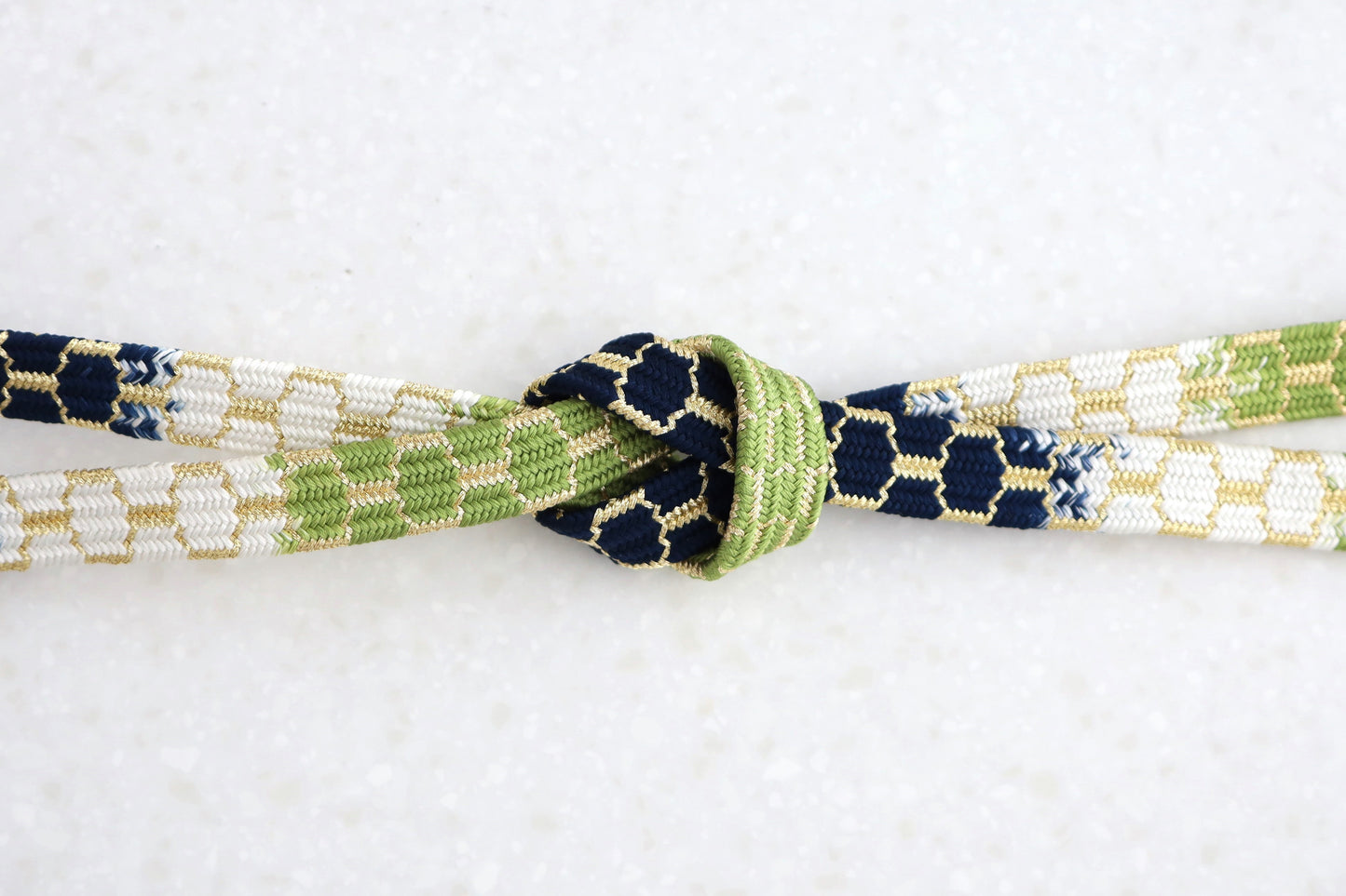 亀甲組 段染 藍色・緑(金糸) 〈帯締め〉