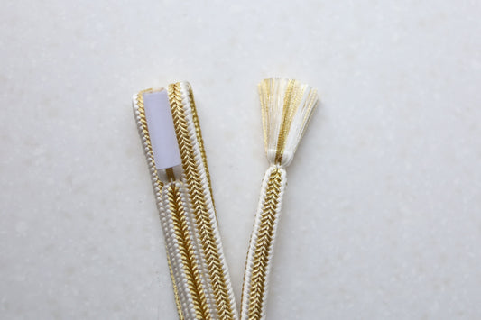 Kammuri-gumi, platinum striped pattern (gold thread in the center) <Obi-jime>