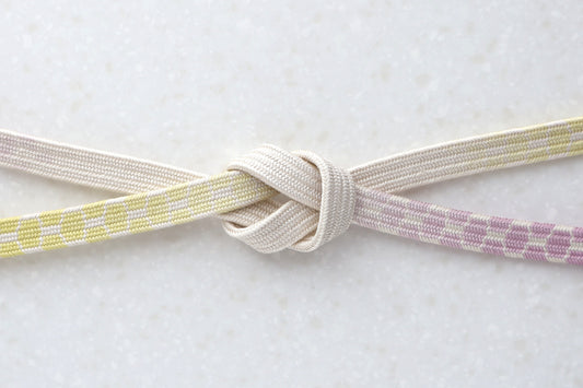 亀甲組　二色暈し　紫・黄〈帯締め〉4月頒布品