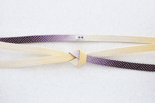 高麗組「波の緒」紫・薄黄(金糸)〈帯締め〉
