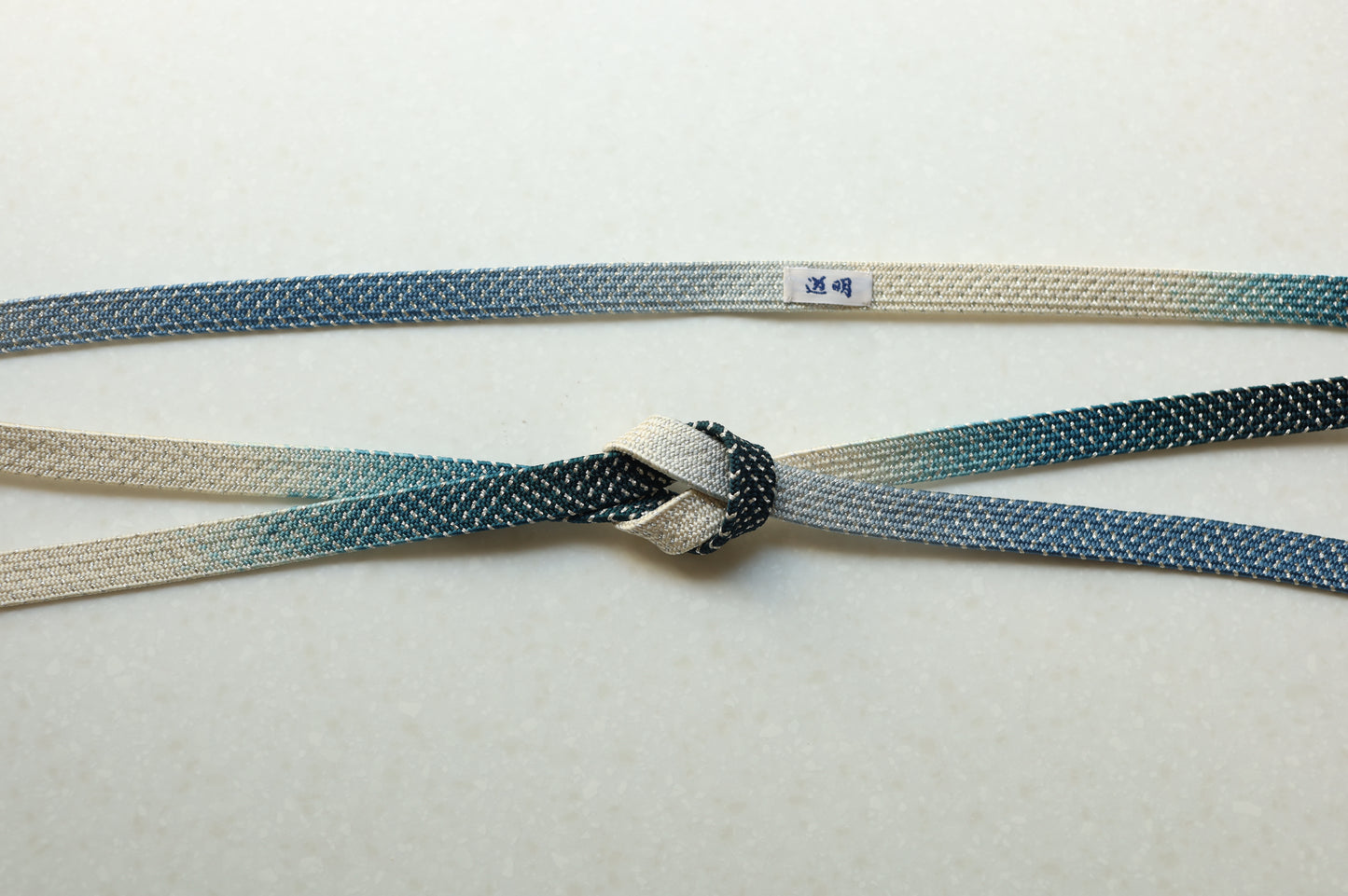 Korai-gumi "Nami-no-o" navy/blue (silver thread) <Obi-jime>